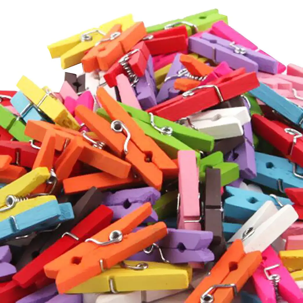 

Из 100 Multi ''деревянный Pegs Mini Photo Paper прищепки Craft Clips