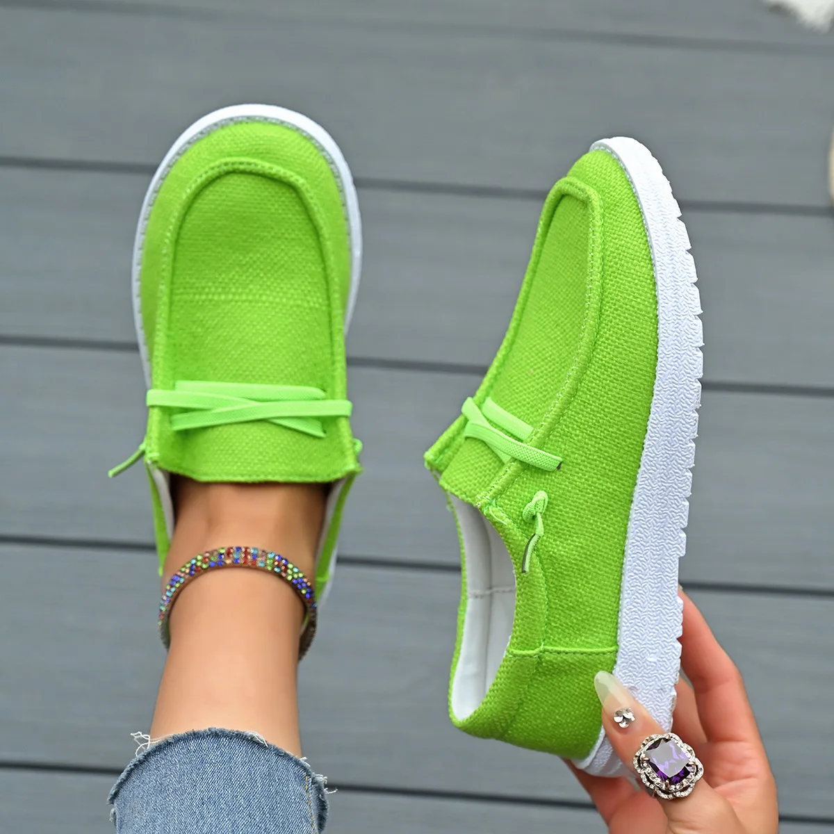 Large size casual single shoes women's spring and autumn new European and American flat-bottomed feet low-top loafers