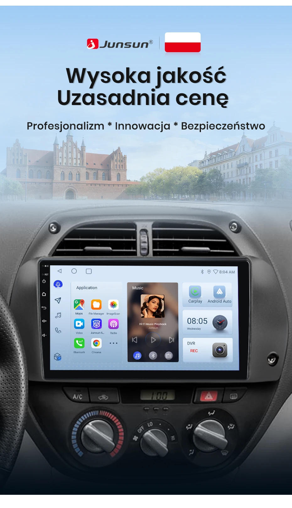 Junsun Wireless CarPlay Android Auto Autoradio für Toyota RAV4 2001-2005 Intelligente Fahrzeugsysteme DSP SWC RDS GPS FM BT – Detail 2