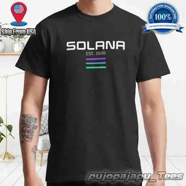 New Item Solana SOL Crypto Altcoin American Funny Logo Men\'s T-Shirt Size S-5XL