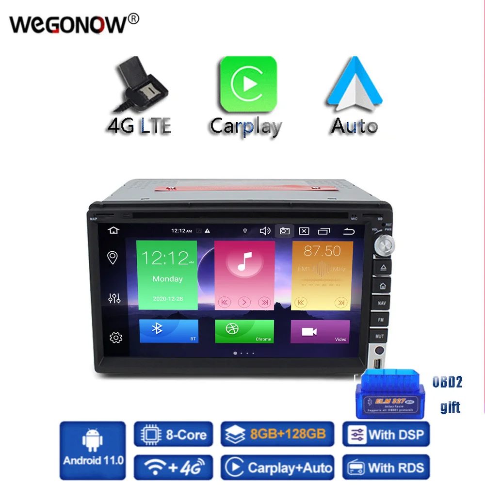 

Carplay DSP 4G LTE IPS Android 11 6GB +128GB Car DVD multimedia player 2 Din for Nissan Universal RDS Radio GPS Map BT 5.0 Wifi