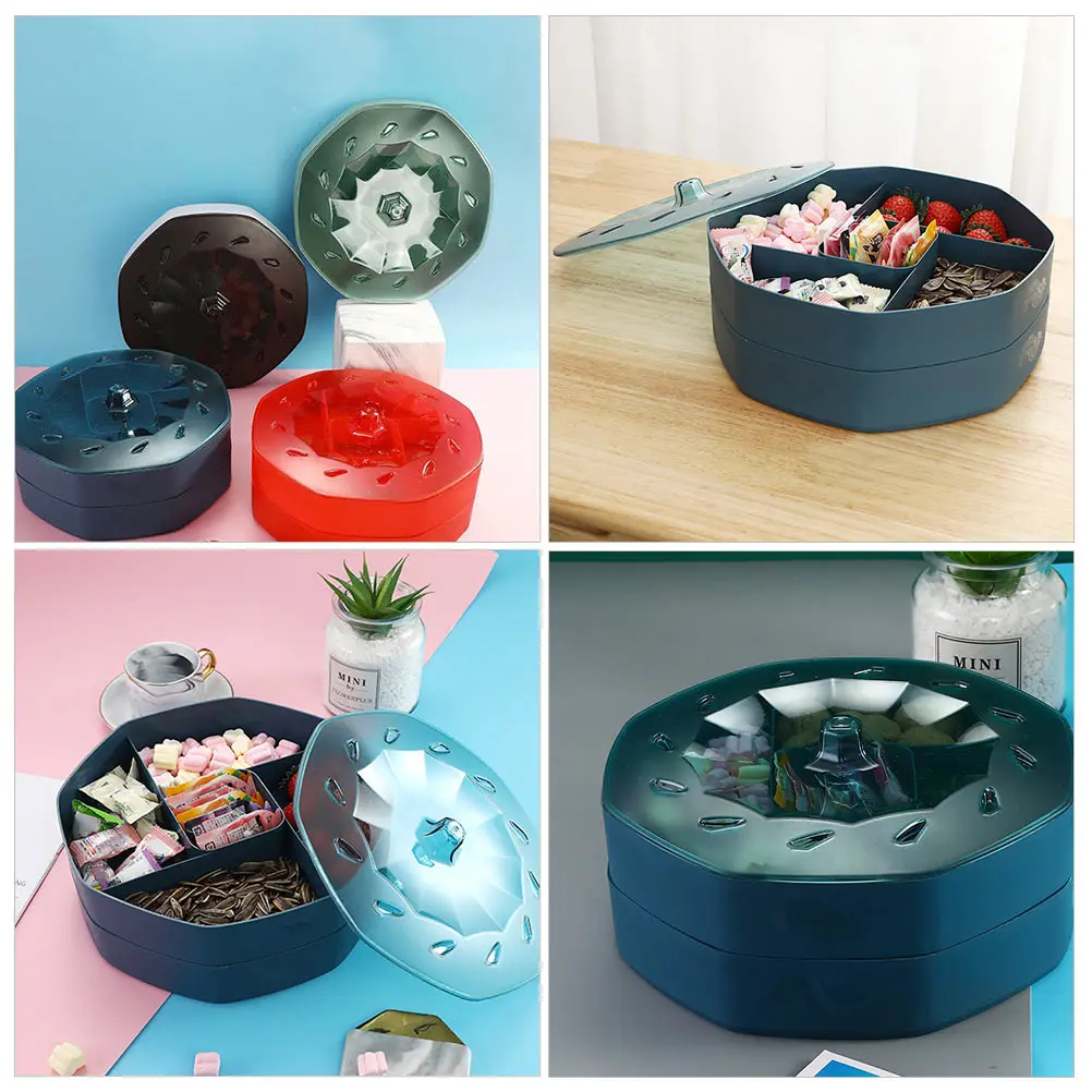 

1pc Candy Box Fruit Tray Multi Grid Food Storage Snack Tray Plastic PP Living Room Dessert Serving Kitchen Container Compact