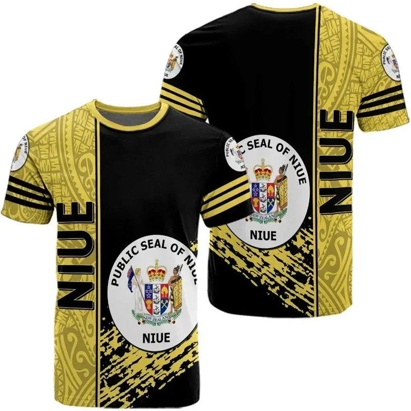 Niue Flag Map Graphic T Shirts Niuean National Emblem T Shirt For Men Clothes Polynesia Unisex Tshirt Casual Man Tee Women Tops