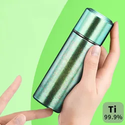 Pure Titanium Mini Lipstick Thermos Cup For Women,Double Layer,Vacuum Flasks,Portable Drinkware,Pocket Mug,Water Bottle,150ml