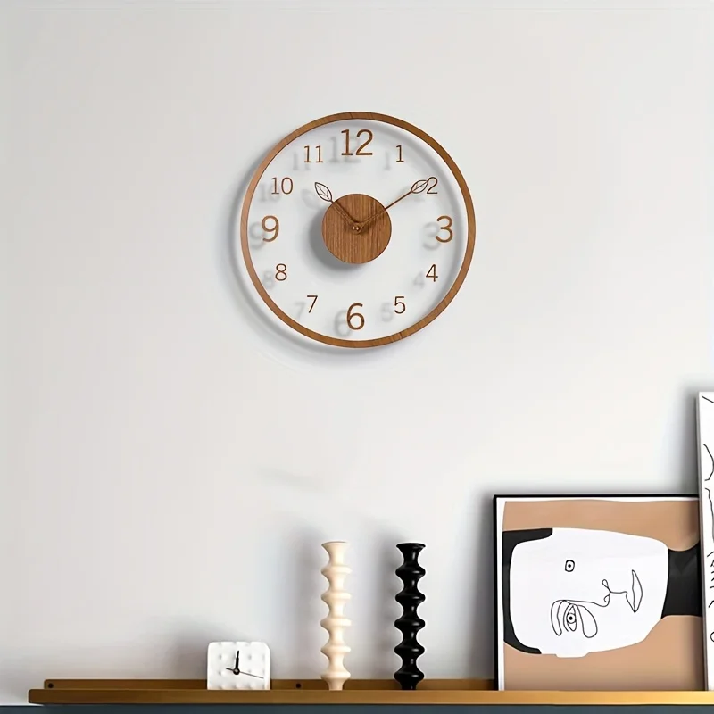 Transparent Minimalist Floating Clock Leaf Pointer Hanging Watch Silent Clock Home Decor Items Wall Watch Living Room Supplies