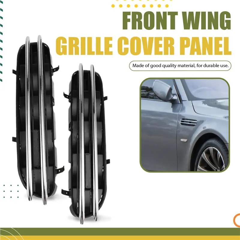 【القيمة】ل 2006-2010 E60 BMW M5 5 سلسلة سيارة درابزين الجانب تنفيس الجبهة الجناح غطاء مصبغة لوحة استبدال جزء 51137896849 5