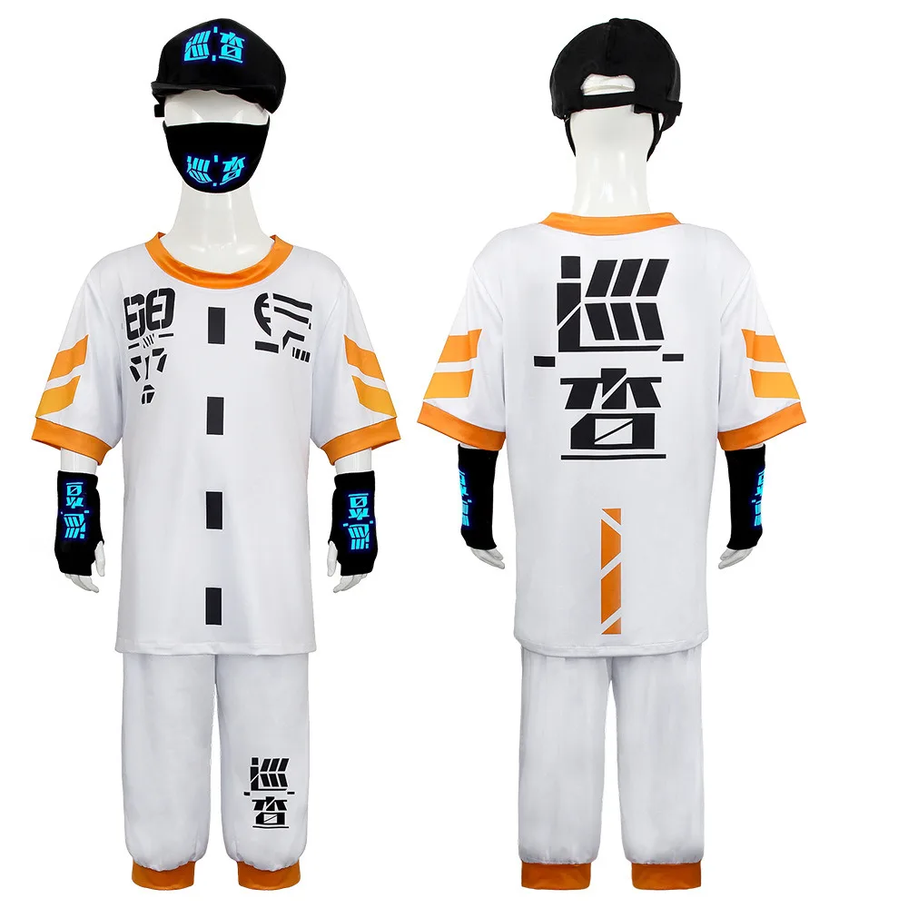 Game Inspection Patrol Cosplay Costume Full Set T-shirt Pants Uniform for Kids Adult Halloween Carnival Party Suit Roleplay