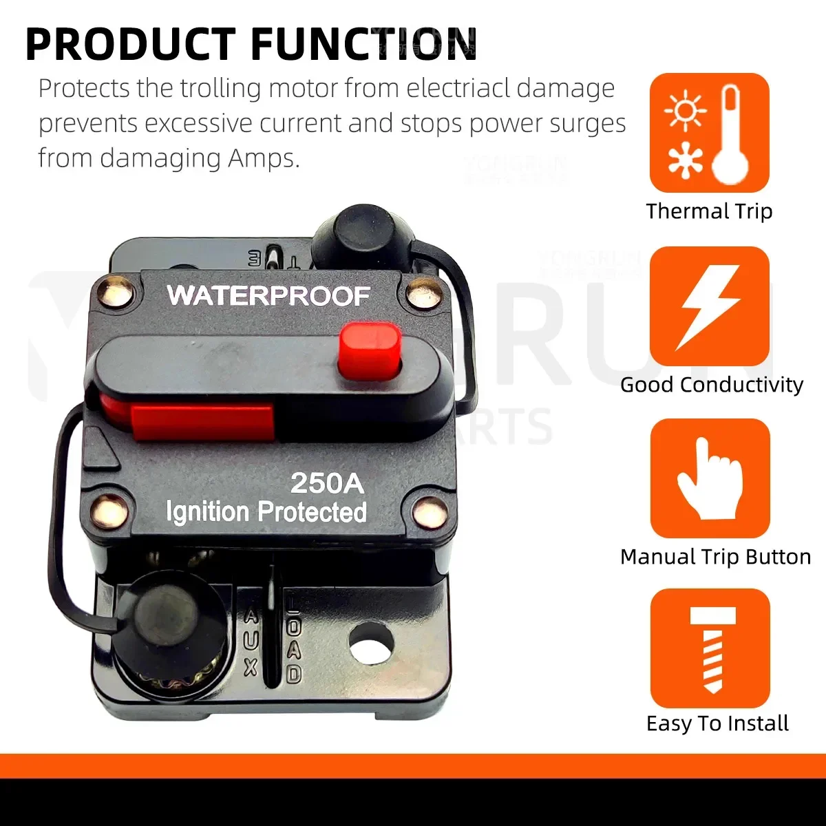 30A to 300A Circuit Breaker with Manual Reset for Car Audio System Waterproof Marine Circuit Breaker Reset Fuse 12V- 48V DC