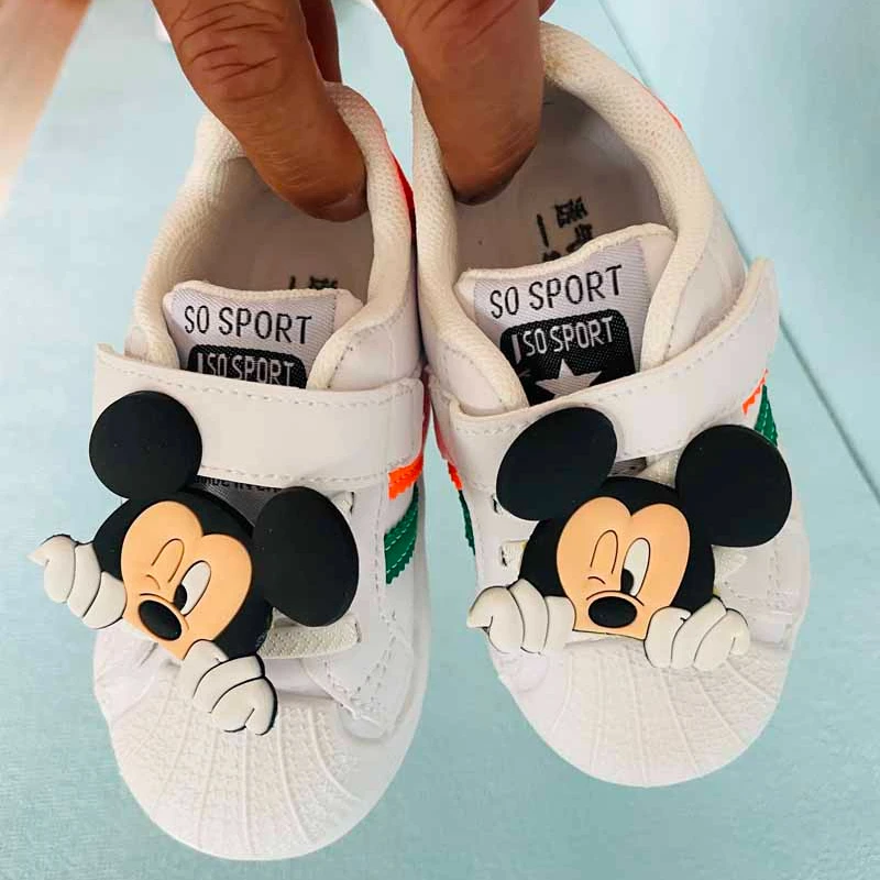 Disney Children\'s Casual Shoes Cartoon Spiderman Boys and Girls Outdoor Sneakers Toddler Cute Mickey Anti-slip Shoes 0-6Years