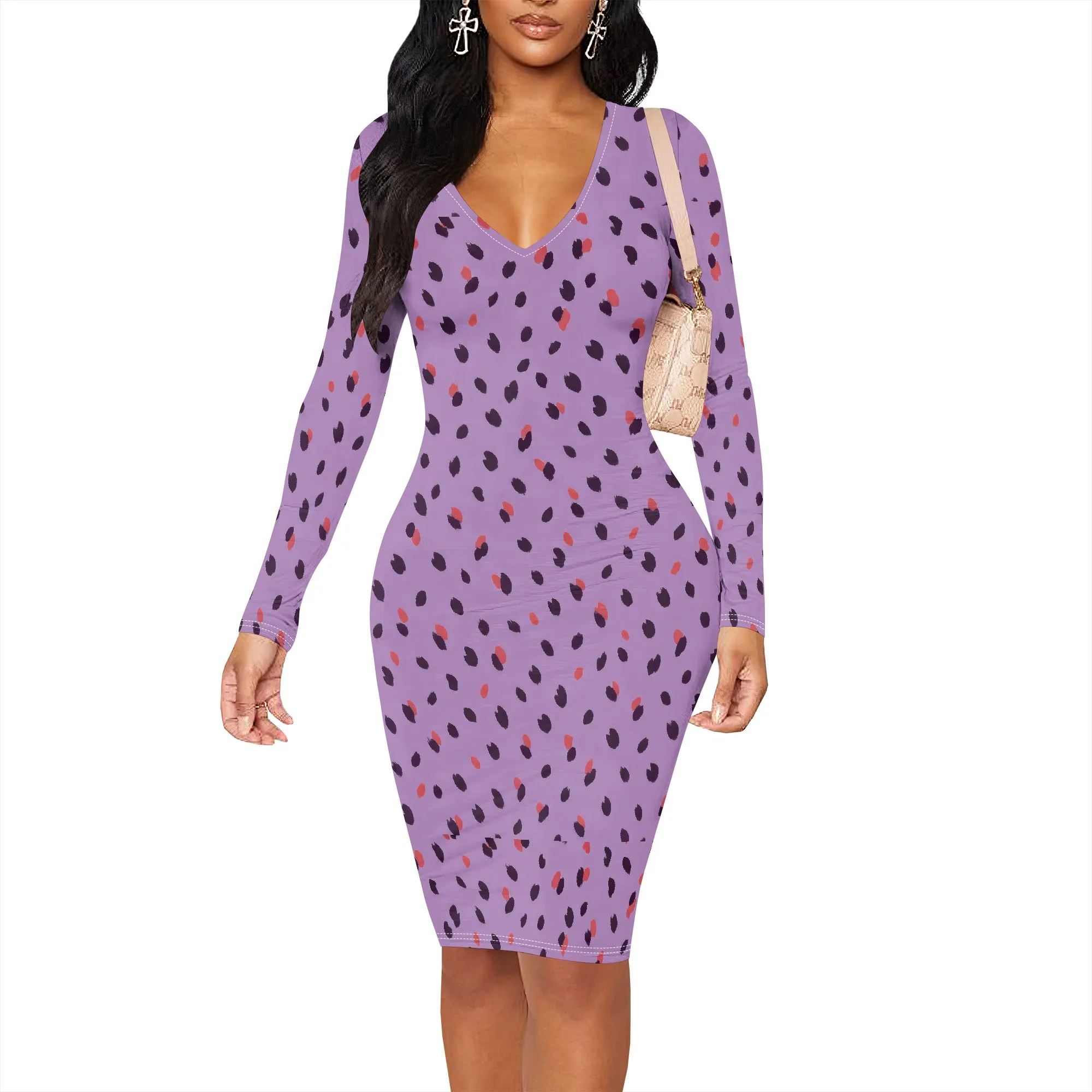 Abiti aderenti da donna Abito lungo casual midi sexy a maniche lunghe con data notturna senza maniche per club party
