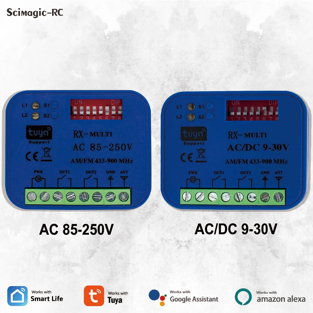 Imagem -02 - Universal rx Multi Frequency Garagem Porta Receptor de Controle Remoto Tuya Controlador Inteligente Abridor de Interruptores para 433 868 Mhz 300868mhz