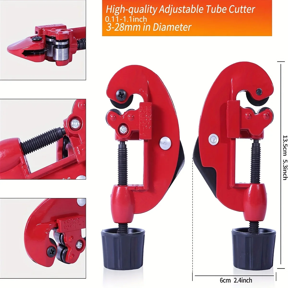 3-28mm/0.11-1.1inch Tube Cutter, Adjustable Aluminum Alloy Pipe Cutter for Cutting Copper Titanium Brass Steel Aluminum Tubing