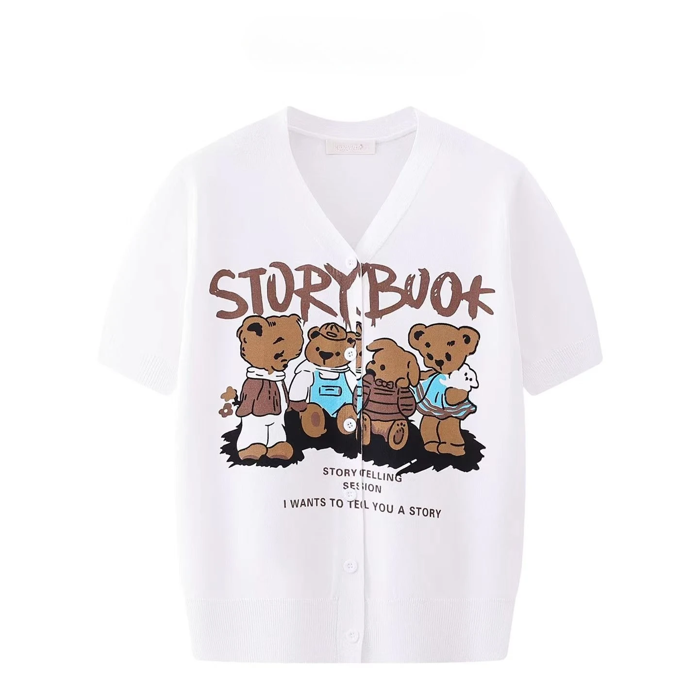 

Embroidered Bear Knit Short Cardigan Valentine Gift 202604