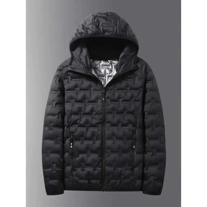 Winter White Down Jacket Men Graphene Self-heating Windproof Pleated Hooded Puffer Jackets Casual Warm Down Coats Male Clothing