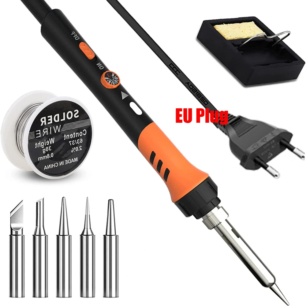 

60W Electric Soldering Iron kit Adjustable Temperature Internal Ceramic Heating Thermal Solder Tin With Iron Tips Repair Tools