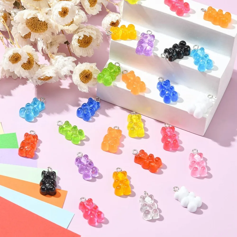 10/50/100 قطعة مختلطة غائر الدب سحر الراتنج هلام الحلوى سحر لصنع المجوهرات السائبة