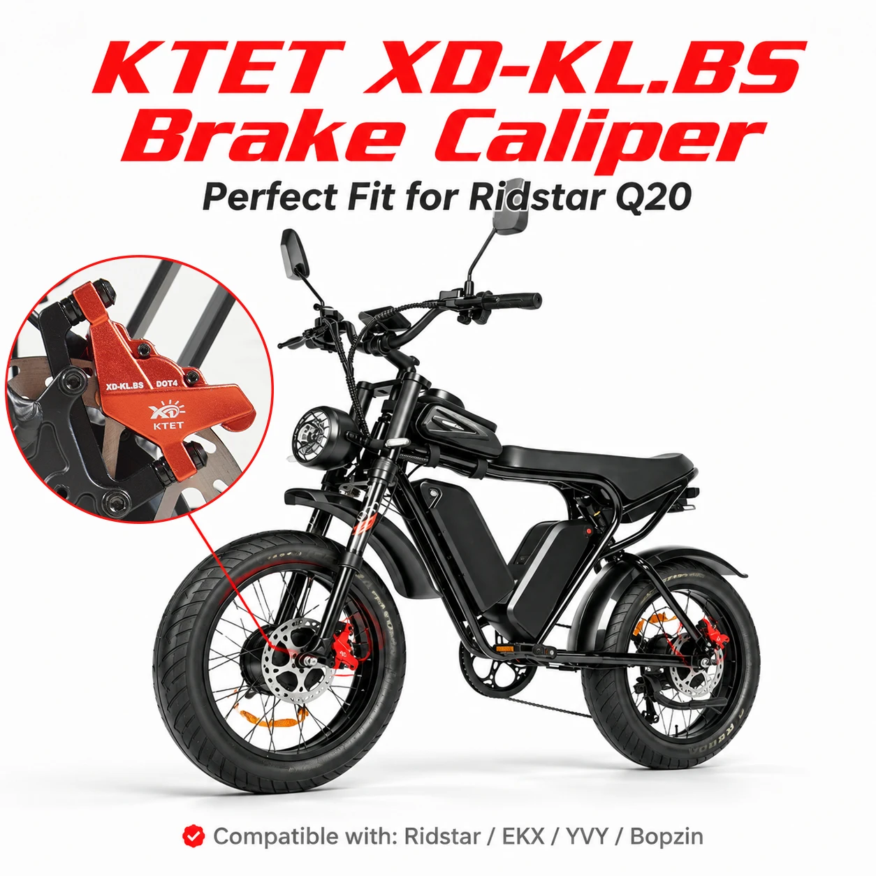 YVY K20 EKX X21 Bremssattel, KTET XD-KL.BS 2-Kolben-Hydraulikscheibenbremse, E-Bike-Ersatz mit Bremsbelägen – Detail 5