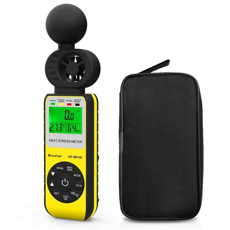 Digital Anemometer HP-881W(WBGT) Measuring Wind Speed Temperature Single Compass Anemometer Anemometer