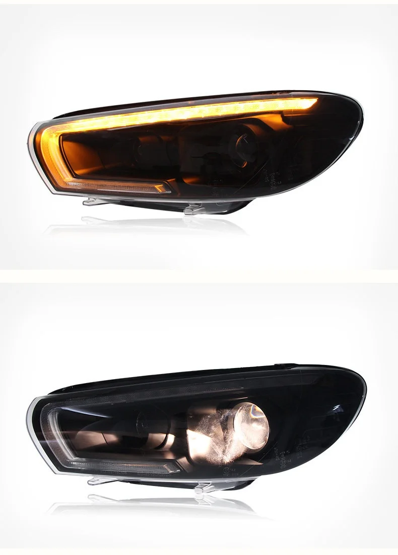 for the 09-17 Volkswagen Scirocco Headlight Assembly Modifying Daytime Running Lights Flowing Turn signal Xenon