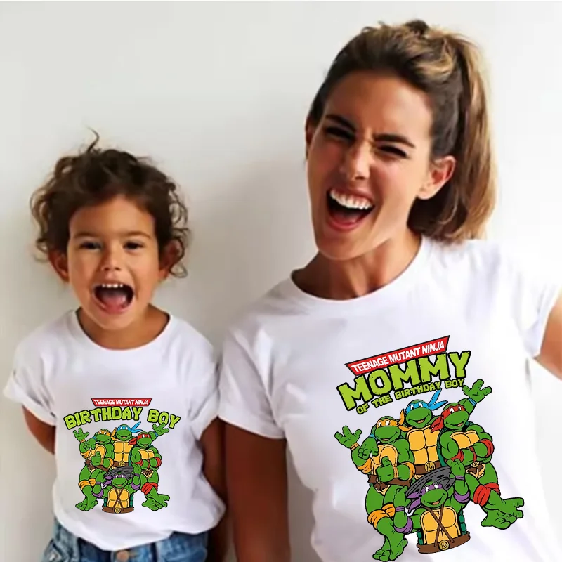 Teenage Mutant Ninja Turtles Women Men T Shirt Mom Dad Kids Clothes Birthday Party Family Short Sleeve Cartoon Parent-child Tops view 2