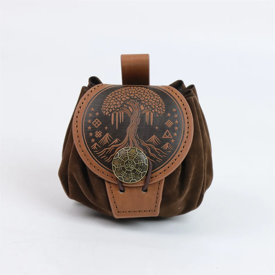 Bolsa Medieval de piel sintética con cordón, monedero portátil Retro nórdico, bolsa con cinturón Vintage, bolsa de dados para LARP Ren Faire Accsori Bolsa Medieval de piel sintética con cordón, monedero portátil Retro nórdico, bolsa con cinturón Vintage, bolsa de dados para LARP Ren Faire Accsori