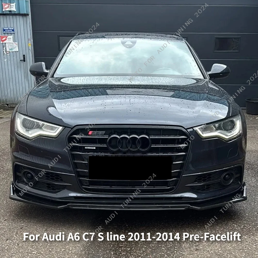 Frontspoilerlippe für Audi A6 C7 S6 S-line TFSI TDI 2011-2014 Vor-Facelift Limousine/Avant Unterer Diffusor Bodykit