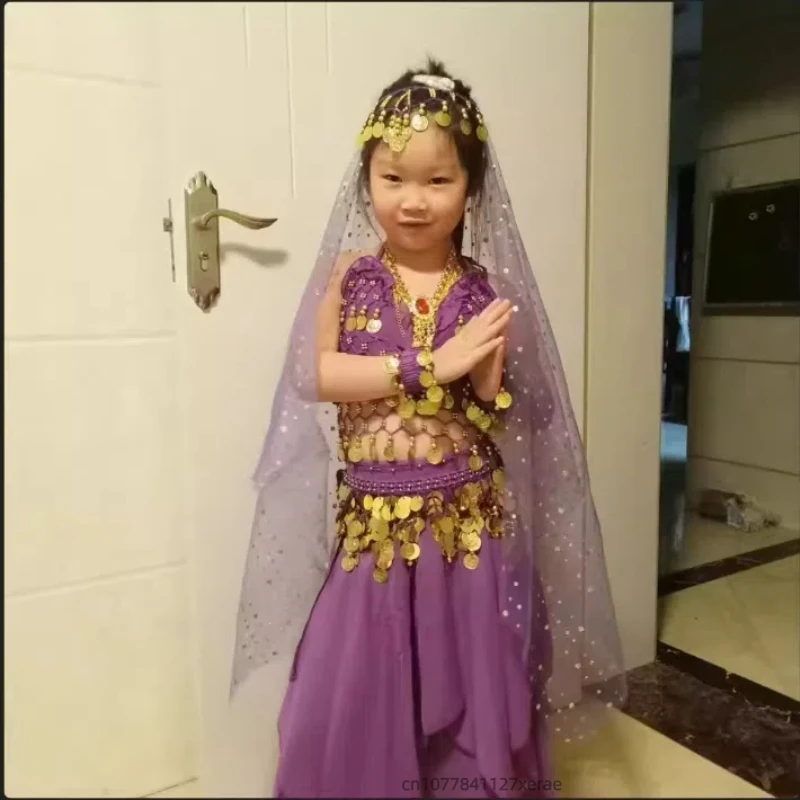 Girls' Belly Dance Set Dance Costumes Children's Indian Dance Performance Costumes Skirts Children's Ethnic Dance Performance