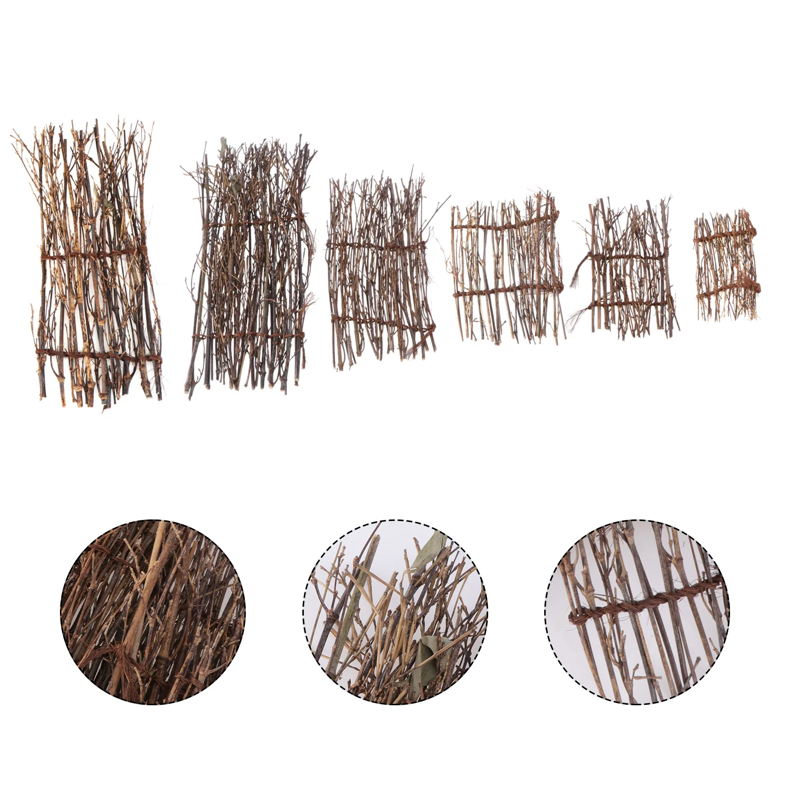 

6PCS Bamboo Fence Mat Durable Handmade Bonsai Decoration Sushi Tray Garden Landscaping Mini Model Stylish Ornament
