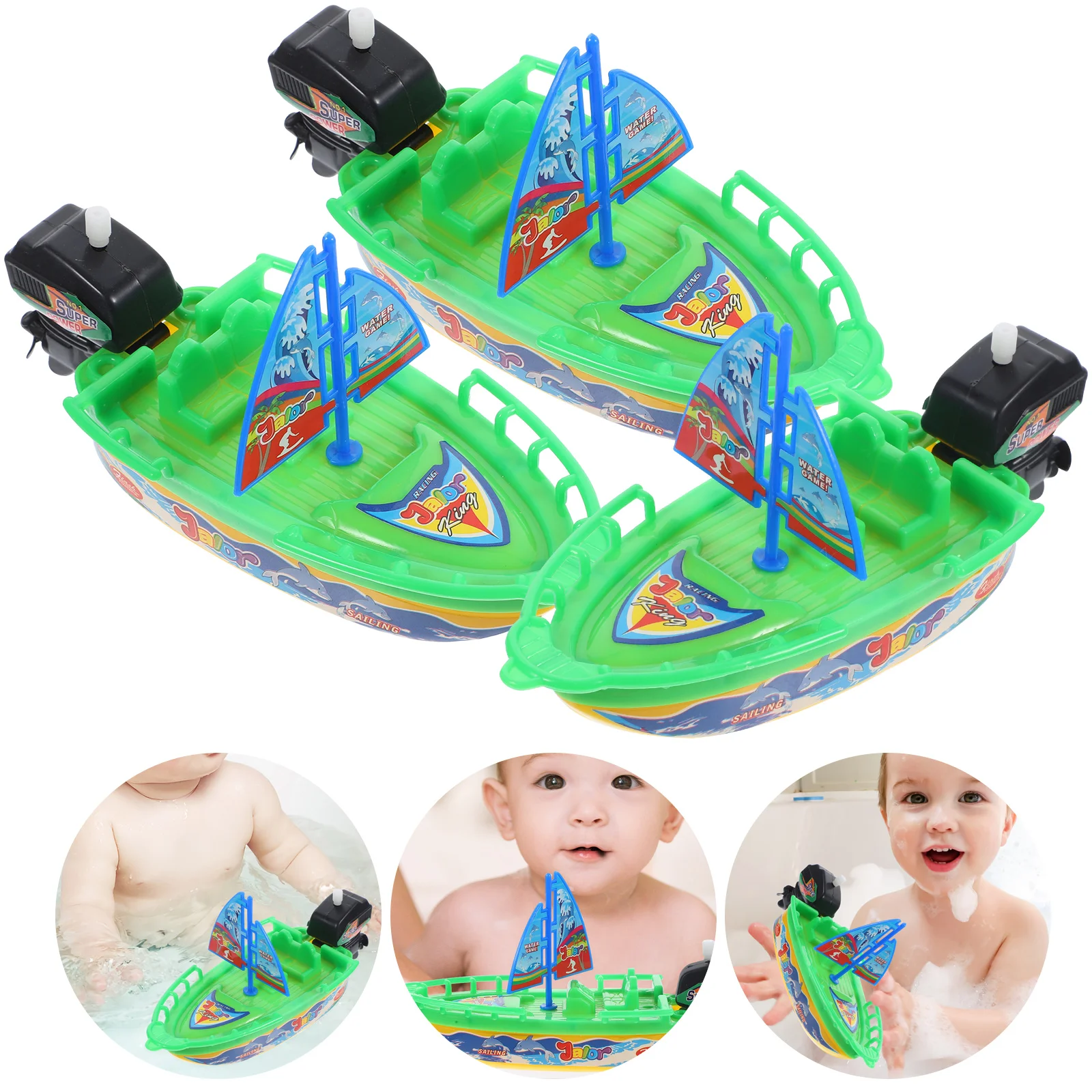 3pcs Sailing ของเล่นสุ่มสีลอย WIND UP Bath ว่ายน้ํา Speedboat อ่างอาบน้ําเด็กสระว่ายน้ําของเล่น