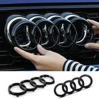 Audi silver/black four ring ABS car front emblem badge and rear trunk emblem badge sticker suitable for A3 A4 A5 A7 A2 Q3 Q5 Q8