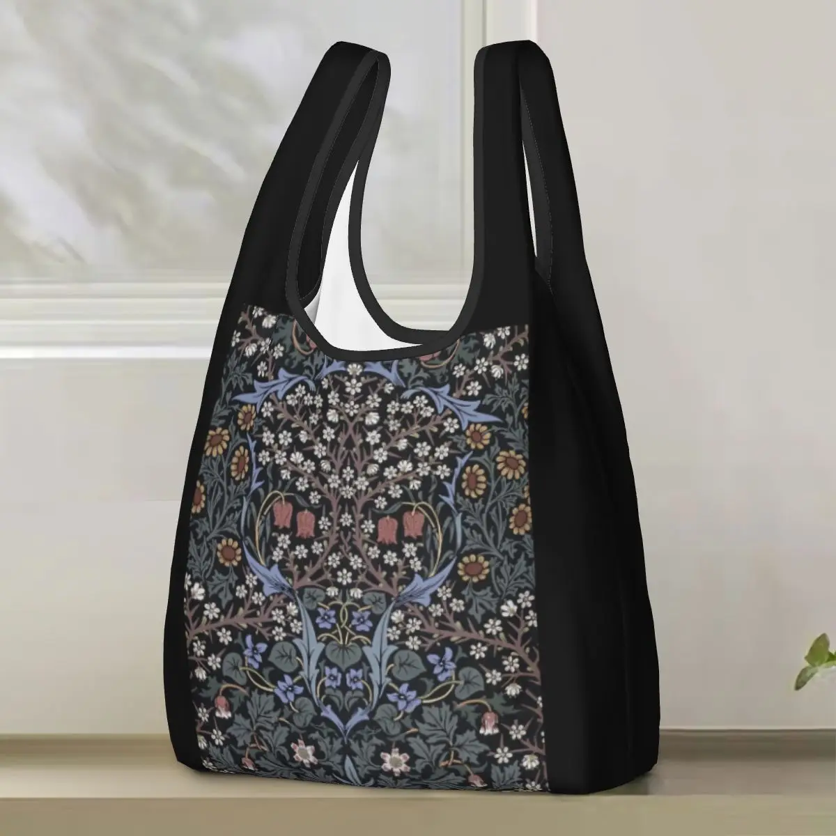 

William Morris - Blackthorn Shopping Bag Portable Tote Bags Foldable Shoulder Shopper Bag Grocery Handbag