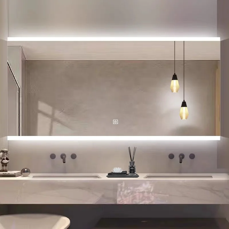 Silver LED Smart Bathroom Mirror Backlit Illuminated Touch Control Wall Vanity Mirror