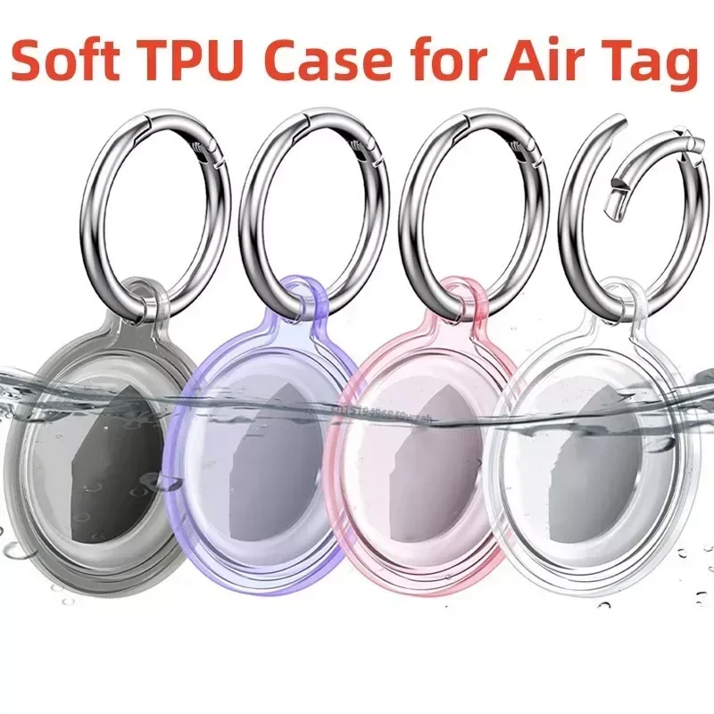 Waterproof Anti-lost Keychain Holder for Apple Airtag Transparent TPU Case Dog Cat Pet Collar Keys Tracker Protective Full Cover