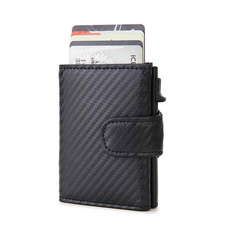 

RFID men's wallet credit card holder PU leather mini wallet automatic pop-up multi-functional bank card holder