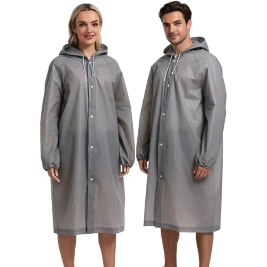 

Rain Coats for Adults, 2 Pack Reusable EVA Rain Ponchos for Camping Hiking Travelling