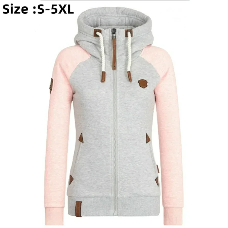 

New 2025 Women's Casual Hoodies Jacket Zipper Mixed Colors Ladies' Coats Tops Casual Sweatshirt Hoodies Large Size Women Clothes