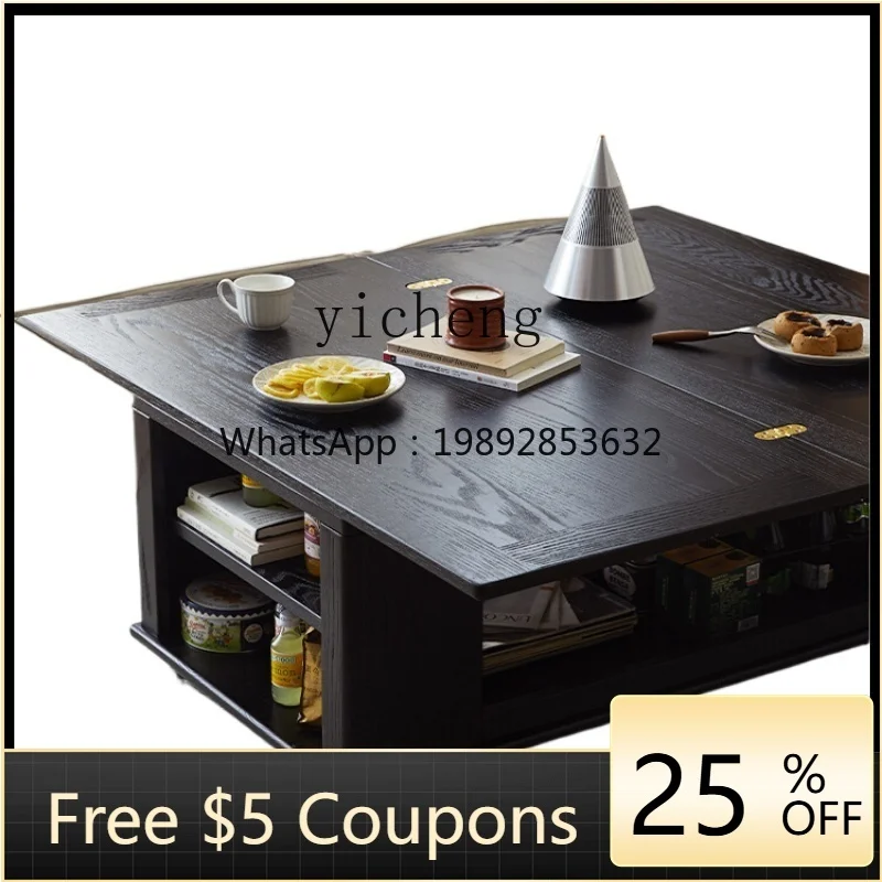 

ZZ Solid Wood Flip Coffee Table Dual-Use Multi-Functional Small Apartment Movable Tea Table
