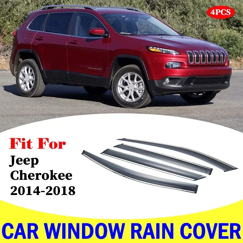 For Jeep Cherokee 2014-2018 window visor car rain shield deflectors awning trim cover exterior rain cover trim car accessories