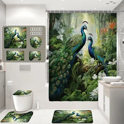 Bird animal print shower curtain waterproof design polyester home décor bathroom curtain with hooks