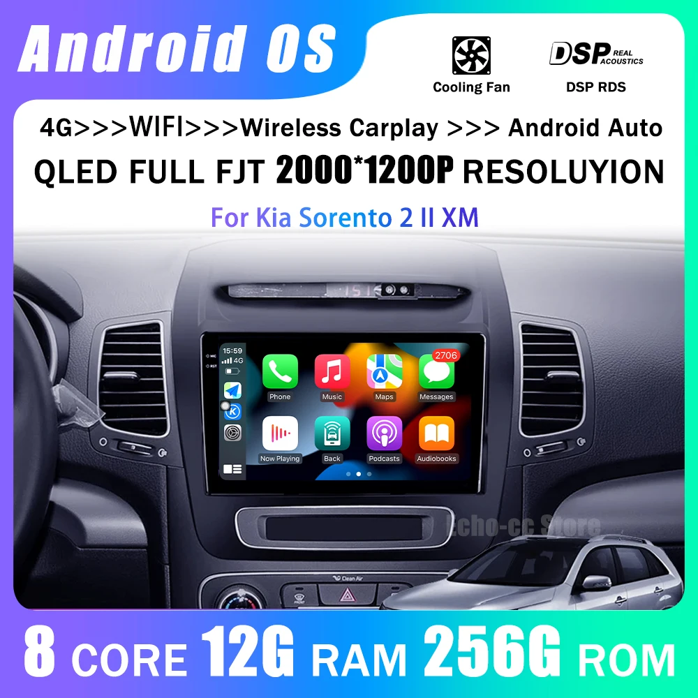 

Carplay For Kia Sorento 2 II XM 2013 - 2021 Android Auto Car Radio Multimedia Video Player Bluetooth GPS Navigation DSP stereo