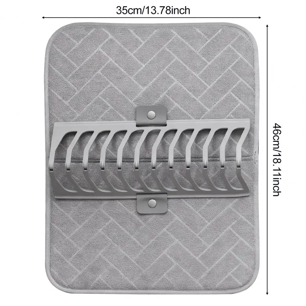 2in1 Dish Drying Mat And Rack Super Absorbent Kitchen Draining Pad For Hot Pot Plate Pan Bowl Utensils Cookware Vegetables