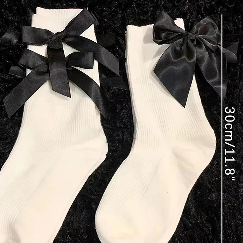 Kobiety JK Bow Socks Summer White Japanese Cute Kawaii Harajuku Sweet Lolita Bowknot Female Short Crew Stocking Girl Gift Sox