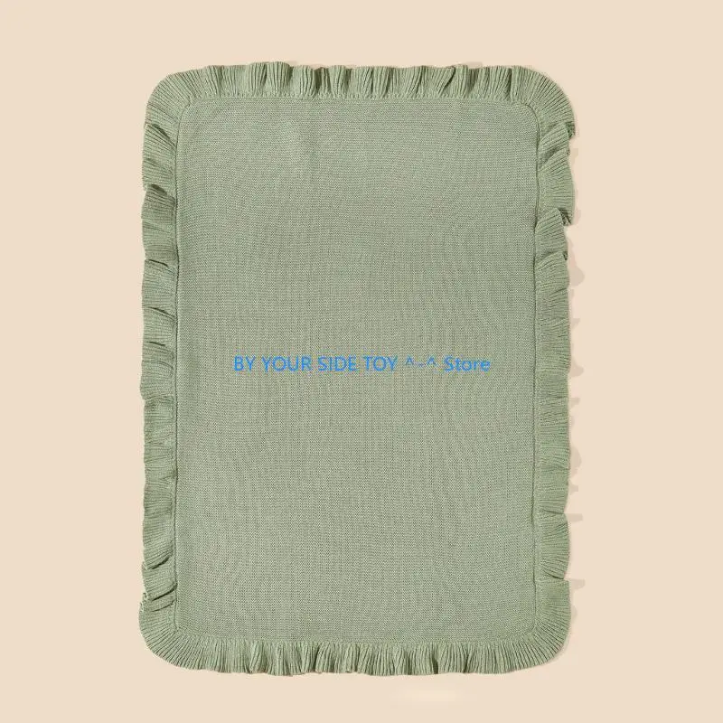 بطانية أطفال من القطن المحبوك لحديثي الولادة منشفة ملفوفة مع زخرفة كشكش U6XE #4