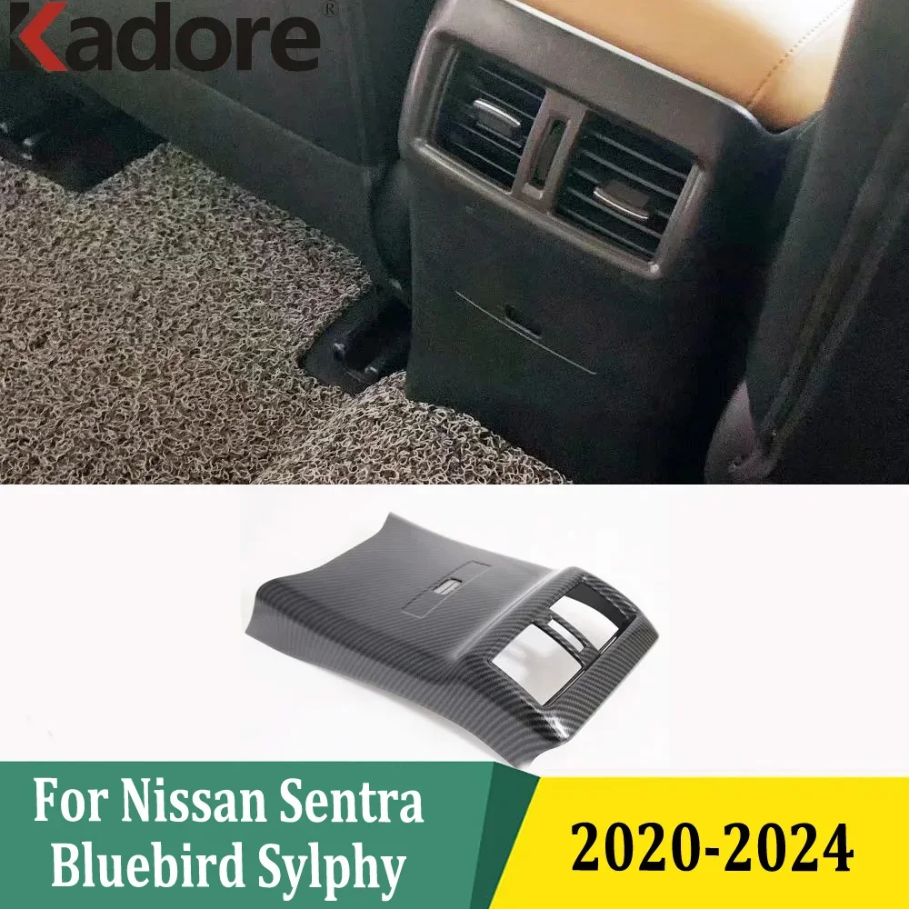 For Nissan Sentra Bluebird Sylphy 2020 2021-2024 Carbon Rear Seat Air Vent Cover AC Outlet Frame Trim Car Interior Accessories