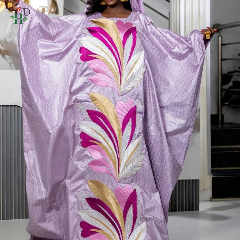 Vestidos africanos H&D para parejas, conjunto morado a juego, traje tradicional bordado para hombre, vestido original de Dubái para damas.
