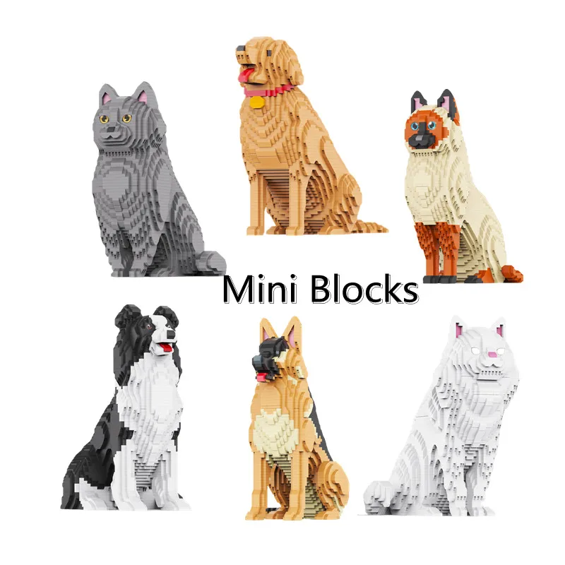 

Mini Blocks Dog Realistic Designer Animal Golden Retriever Kit Persian Ragdoll Cat Creative STEM Educational Toy Home Decoration