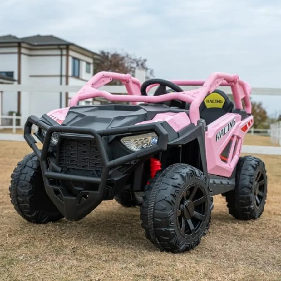 Buggy Eléctrico UTV de 24V para 2 Personas con Control Remoto, Asiento Ancho de 20 Pulgadas, Suspensión en las 4 Ruedas, Bluetooth/LED, Todoterreno