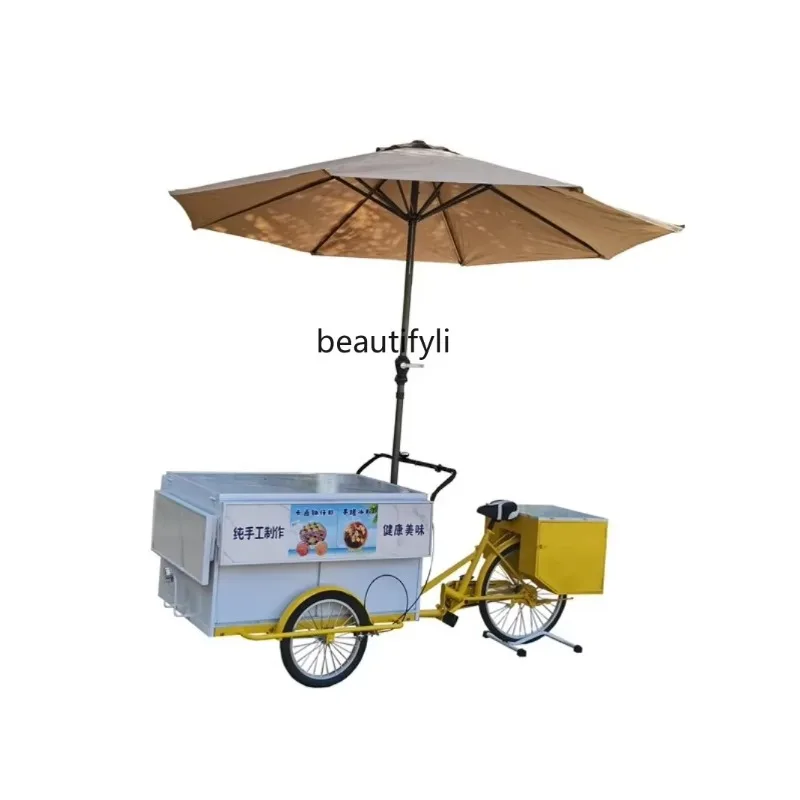 

Nordic stall push, night market promotion, wrought iron, flower shop mobile booth, can ride three-wheeled dining car