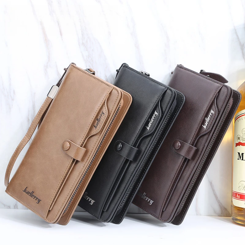 Men clutch bag PU leather wallets business large capacity card holder men purse male handbag