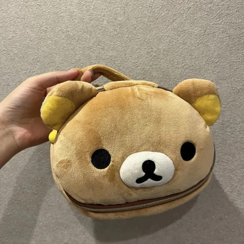 

New Kawaii Cute Rilakkuma Wash Bag Plush Makeup Bag Portable Storage Bag Cartoon Ins Gift For Girls